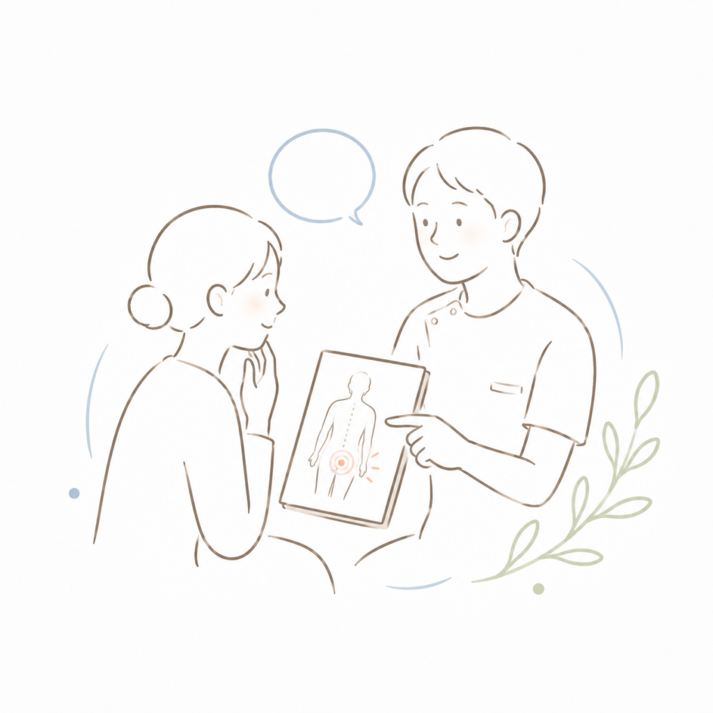 身体の状態を丁寧に説明するイラスト