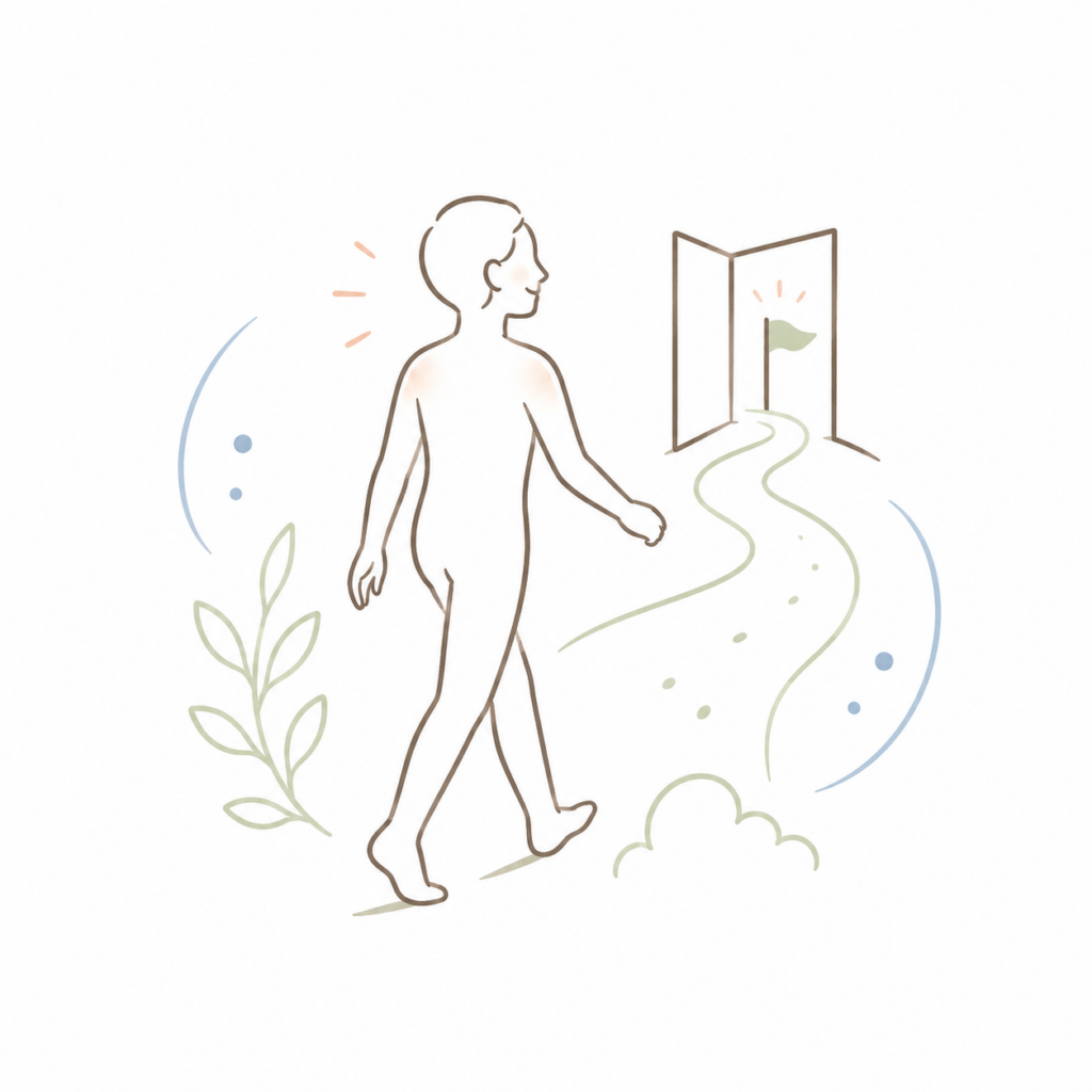 整体からの卒業を目指し前に進む人のイラスト